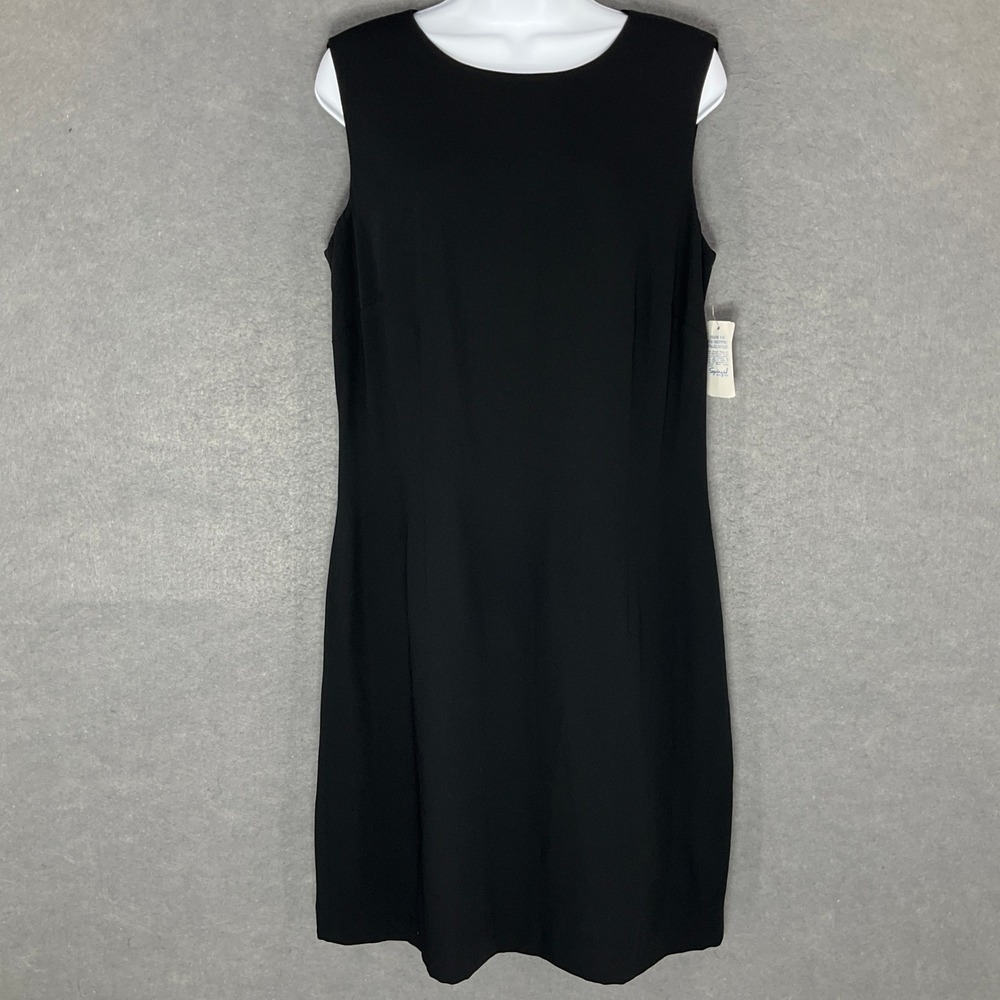 Vintage Black Dress Womens 14 Open Back Beaded Tassel Elegant Party Minimalist